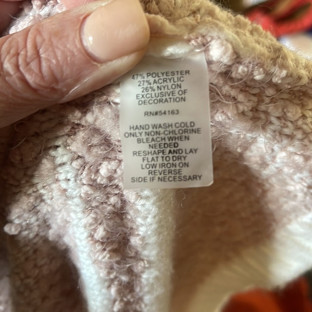 Calvin Klein Pink & White Cowl Neck Sweater Cape - Picture 7 of 7